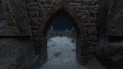 要塞の中庭　3DCGレンダリング © tsuneomp