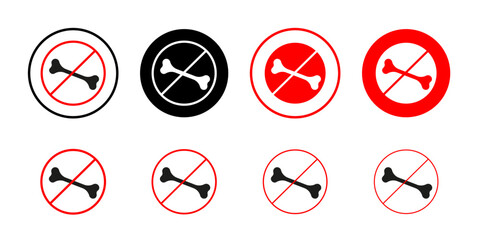 No bones sign Collection of flat thin outline vector