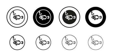No fishing icon Collection of flat thin outline vector