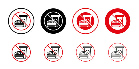 No food allowed sign Collection of flat thin outline vector