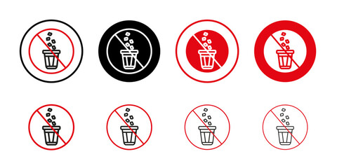 No garbage sign Collection of flat thin outline vector