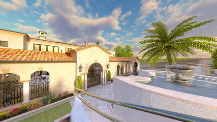 リゾートホテル　3DCGレンダリング