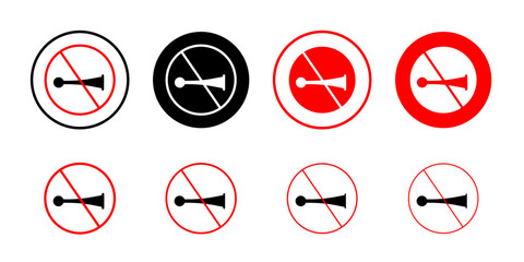 No horn sign Collection of flat thin outline vector