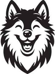 Wolf head happy silhouette vector style in white background