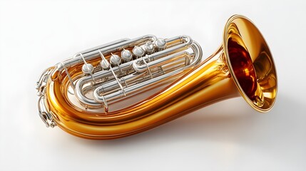 Brass Wessex Tuba Instrument Close Up with Intricate Metal Tubing photo