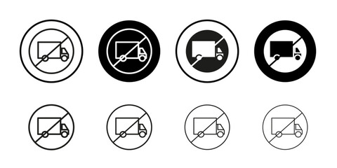 No truck sign Collection of flat thin outline vector