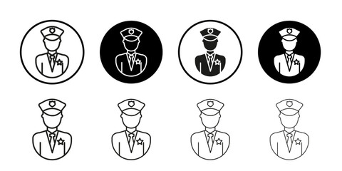 Police Icon Collection of flat thin outline vector