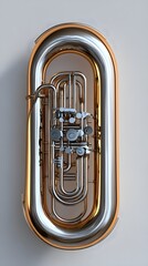 Close Up Wessex Tuba Musical Instrument with Shiny Brass Texture photo