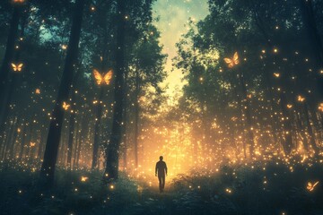 A mesmerizing magical fantasy world where humans and mystical creatures coexist, captured in stunning realism. This hidden, mythical location brings to life a sense of wonder and mystery, evoking awe 