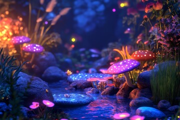 A mesmerizing magical fantasy world where humans and mystical creatures coexist, captured in stunning realism. This hidden, mythical location brings to life a sense of wonder and mystery, evoking awe 