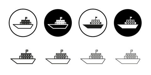 Obraz premium Ship icon Collection of flat thin outline vector