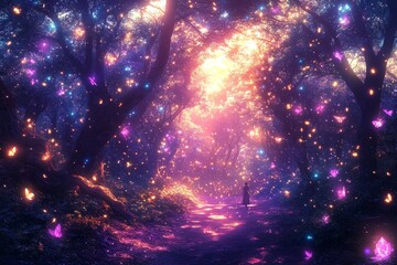 A mesmerizing magical fantasy world where humans and mystical creatures coexist, captured in stunning realism. This hidden, mythical location brings to life a sense of wonder and mystery, evoking awe 