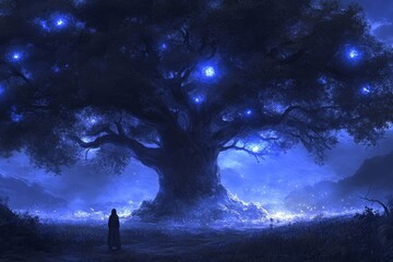 A mesmerizing magical fantasy world where humans and mystical creatures coexist, captured in stunning realism. This hidden, mythical location brings to life a sense of wonder and mystery, evoking awe 