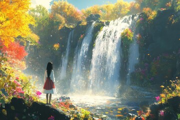 A mesmerizing magical fantasy world where humans and mystical creatures coexist, captured in stunning realism. This hidden, mythical location brings to life a sense of wonder and mystery, evoking awe 