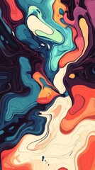 Abstract fluid art with vibrant colors and