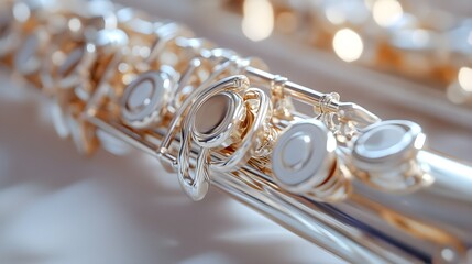 Obraz premium Stunning Gold Clarinet Featuring a Silver Band with Engraved Word photo