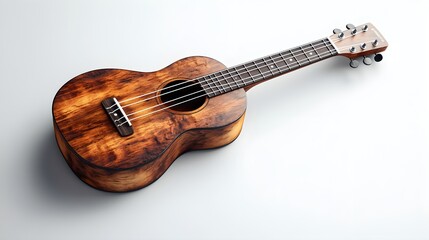 Naklejka premium Ukulele Close Up Instrument Photo with Detailed Wood Finish
