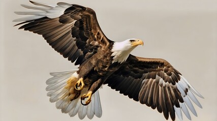 Obraz premium Majestic Bald Eagle Soaring Above Serene Skies Displaying Powerful Wingspan and Nature's Beauty