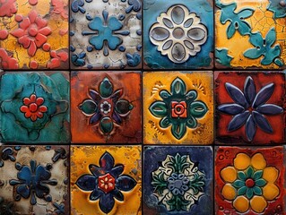 Traditional Hand-Painted Mexican Talavera Tile Design
