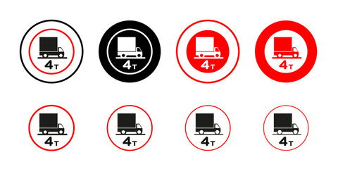 Weight limit traffic sign Collection of flat thin outline vector