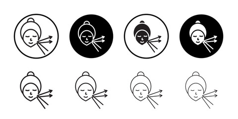 Wrinkles face reflection icon Collection of flat thin outline vector