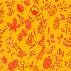 Autumn floral seamless leaves pattern for wrapping paper and fabrics