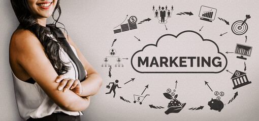 Digital Marketing Technology Solution for Online Business Concept - Graphic interface showing...