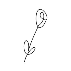 Vector illustration. Flower with one black line without lifting the hand on a white background.