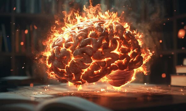Concept art of a human brain exploding with knowledge and creativity. Video