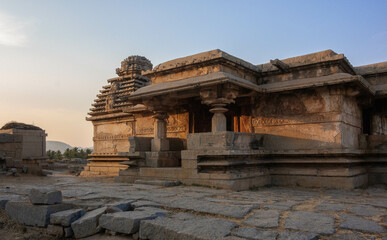 Temples on the gentle slopes of Hemakutta Hill in Hampi. India.