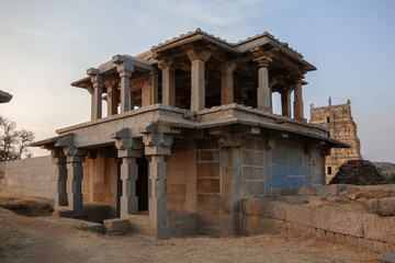 Temples on the gentle slopes of Hemakutta Hill in Hampi. India.