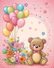 teddy bear with flowers