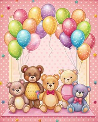 teddy bears with balloons