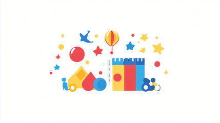 A colorful logo for a children’s toy store, featuring playful elements and fun design.