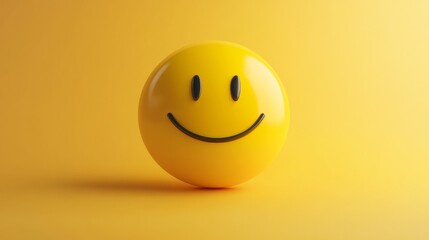 Fototapeta premium Smiley face on yellow background, cheerful concept
