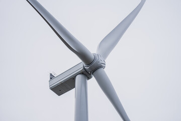 Wind turbine close up of nacelle housing system for wind generator engine for protection © K