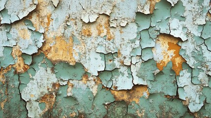 Obraz premium A close-up shot of peeling paint on a wall.