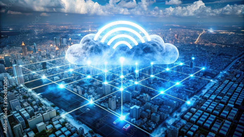 Aufkleber abstract cloud shape representing wi-fi connectivity in a digital environment for modern technology 