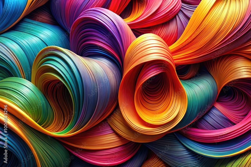 Poster abstract line and curly shapes in vibrant colors creating a modern artistic background design