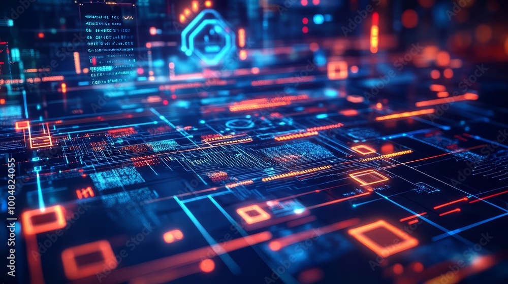 Poster digital matrix: abstract cyberpunk circuit board background