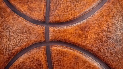 Obraz premium Close-up of a brown leather basketball texture with black seams.