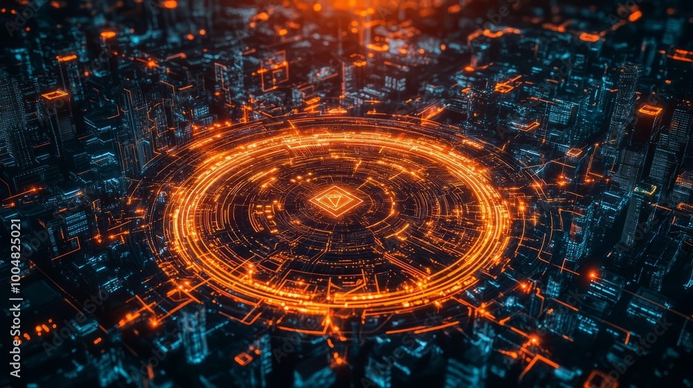Poster futuristic banner cybersecurity interface with advanced firewalls and blockchain technologies