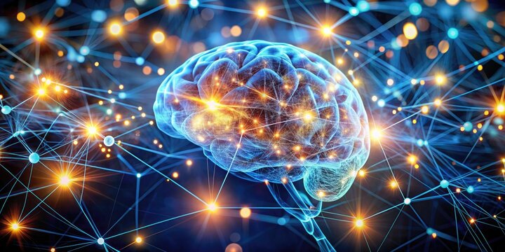 Artificial Intelligence Brain Animation with Neural Connections and Flowing Lights Representing AI Power