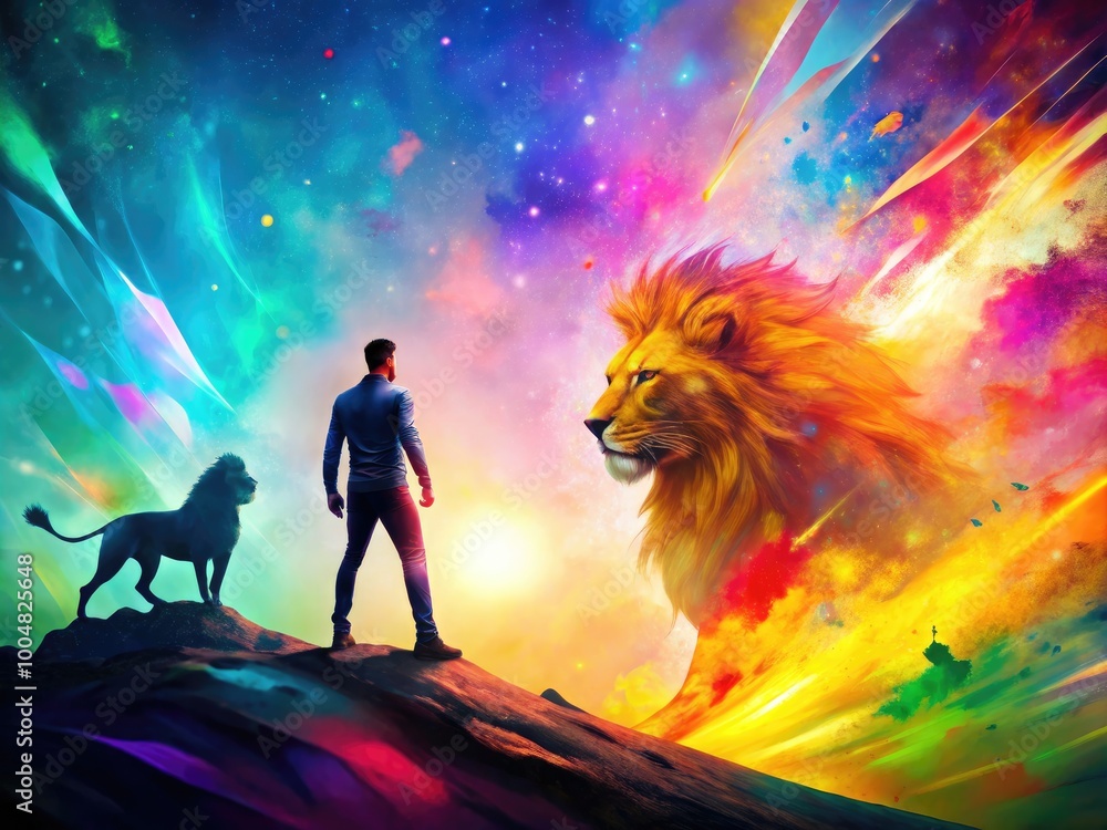 Poster a symbol of courage: an abstract representation of bravery in a colorful and inspiring design