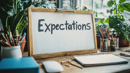 Expectations word in office background