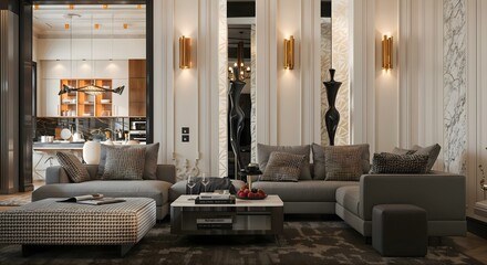 A modern and luxurious style living room.. stylish interior design.
