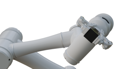 A robotic arm grabs a microchip