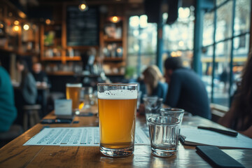 Engaging science trivia night at the local pub filled with laughter and conversation over craft beers
