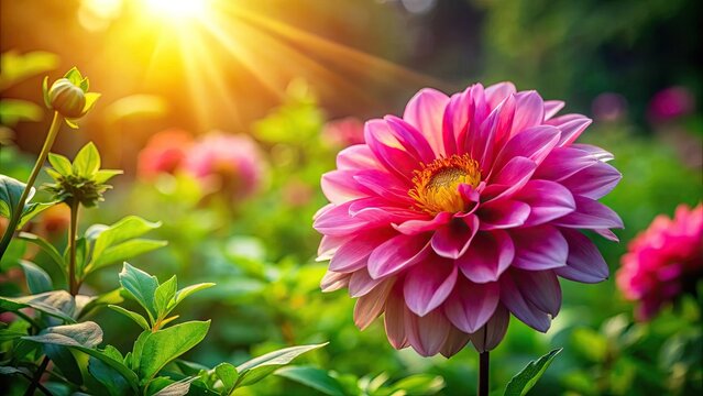 Beautiful karden flower with vibrant petals blooming in a lush green garden during sunny day