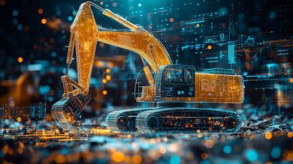 Innovative construction site showcasing advanced excavation machinery amid rising urban skyline